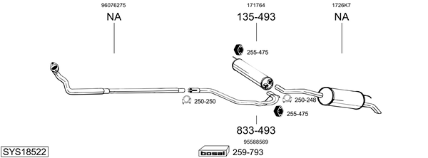 Sistema de gases de escape BOSAL SYS18522