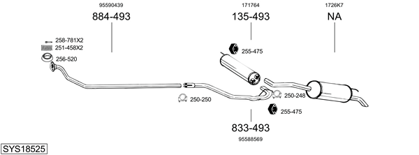 Sistema de gases de escape BOSAL SYS18525