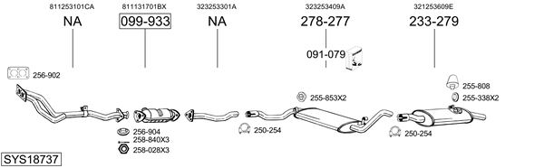 Sistema de gases de escape Vw PASSAT B2 Saloon