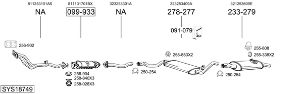 Sistema de gases de escape Vw PASSAT B2 Saloon