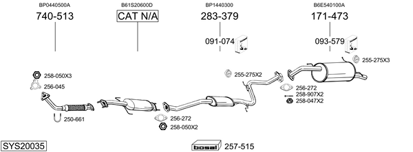 Sistema de gases de escape BOSAL SYS20035