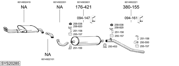 Sistema de gases de escape Mercedes-Benz T1 Platform/Chassis