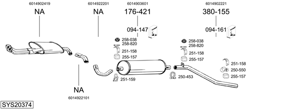 Sistema de gases de escape Mercedes-Benz T1/TN Platform/Chassis