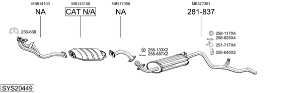 Sistema de gases de escape Mitsubishi PAJERO I Canvas Top
