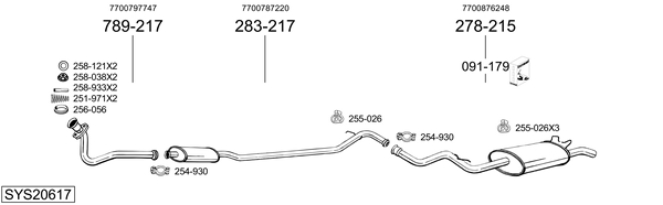 Sistema de gases de escape Renault 19 I Hatchback Van