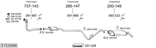 Sistema de gases de escape BOSAL SYS20688