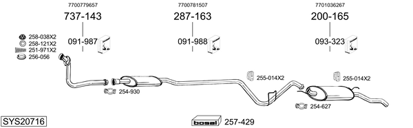 Sistema de gases de escape BOSAL SYS20716