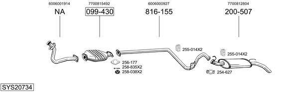 Sistema de gases de escape Renault RAPID Box Body/MPV