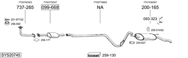 Sistema de gases de escape Renault RAPID Box Body/MPV
