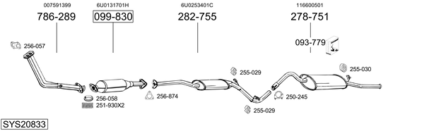 Sistema de gases de escape Skoda FAVORIT Pickup
