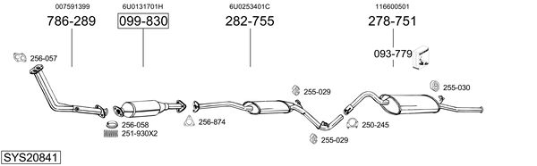 Sistema de gases de escape Skoda FAVORIT Pickup