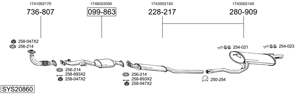 Sistema de gases de escape BOSAL SYS20860