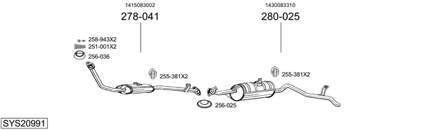 Sistema de gases de escape Suzuki SJ413