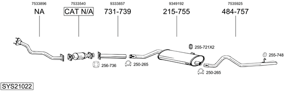 Sistema de gases de escape Saab 900 I Convertible