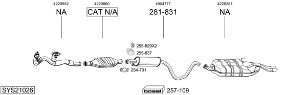 Sistema de gases de escape Saab 900 II Convertible