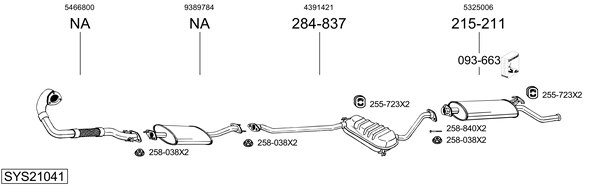 Sistema de gases de escape Saab 9000 Hatchback