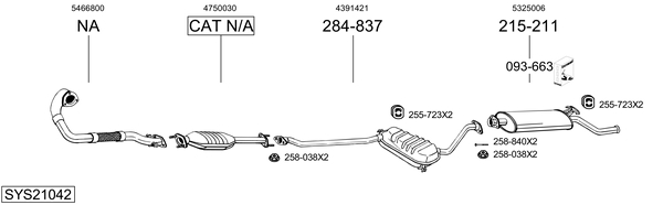 Sistema de gases de escape Saab 9000 Hatchback