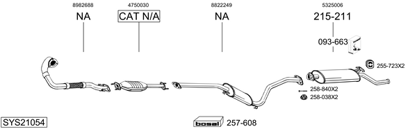 Sistema de gases de escape Saab 9000 Hatchback