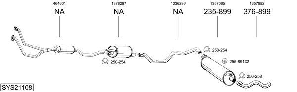 Sistema de gases de escape BOSAL SYS21108