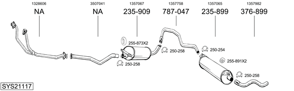 Sistema de gases de escape BOSAL SYS21117