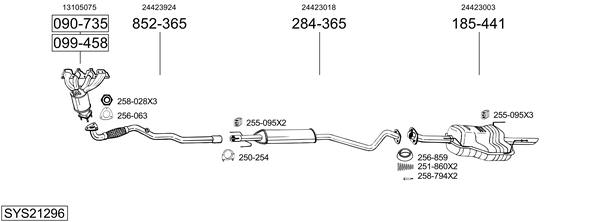 Sistema de gases de escape Vauxhall ASTRA Mk IV Estate