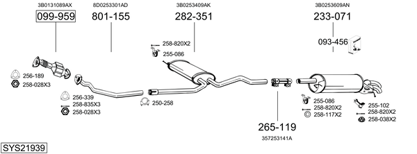 Sistema de gases de escape Vw PASSAT B5.5
