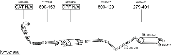 Sistema de gases de escape Fiat STILO Multi Wagon