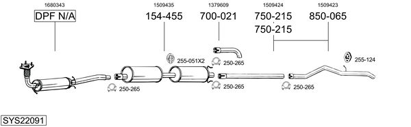 Sistema de gases de escape BOSAL SYS22091