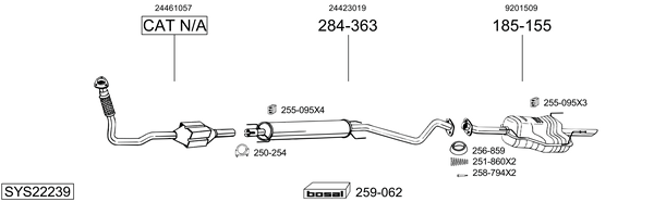 Sistema de gases de escape Vauxhall ASTRA Mk IV Convertible
