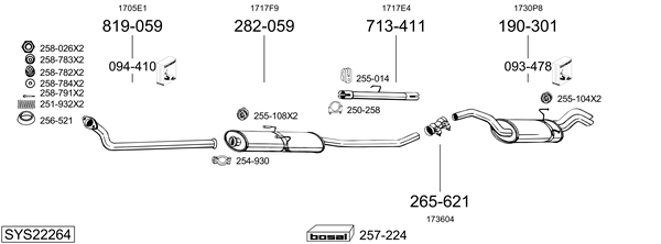 Sistema de gases de escape BOSAL SYS22264