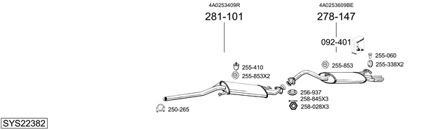 Sistema de gases de escape Audi A6 C4 Avant
