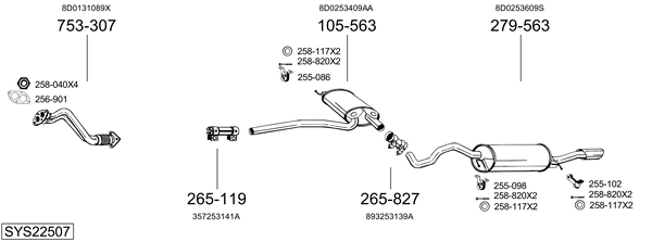 Sistema de gases de escape Audi A4 B5 Avant