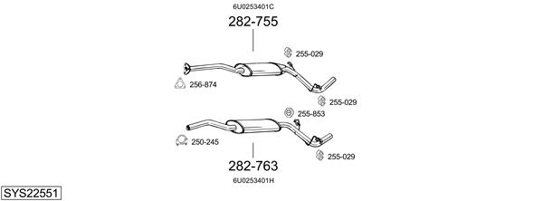 Sistema de gases de escape BOSAL SYS22551