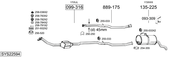 Sistema de gases de escape Peugeot PARTNER Box Body/MPV