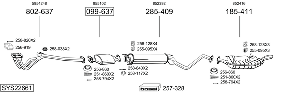 Sistema de gases de escape Opel VECTRA B Estate
