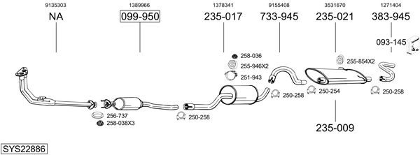 Sistema de gases de escape BOSAL SYS22886