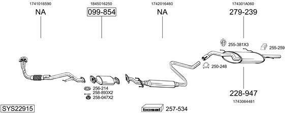 Sistema de gases de escape BOSAL SYS22915