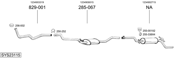 Sistema de gases de escape Mercedes-Benz 123 T-Model