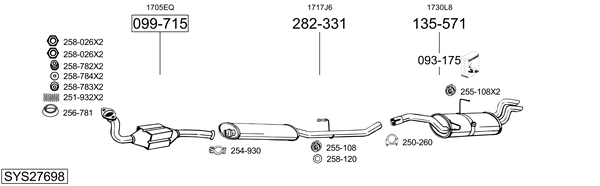 Sistema de gases de escape Peugeot 806 Van