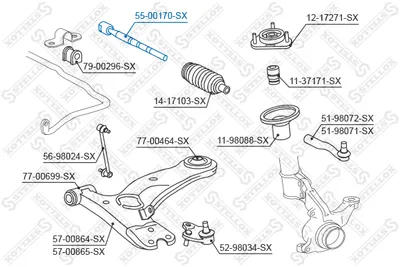 Articulación axial, barra de acoplamiento STELLOX 55-00170-SX