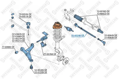 Articulación axial, barra de acoplamiento STELLOX 55-00298-SX
