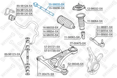 Articulación axial, barra de acoplamiento STELLOX 55-98035-SX