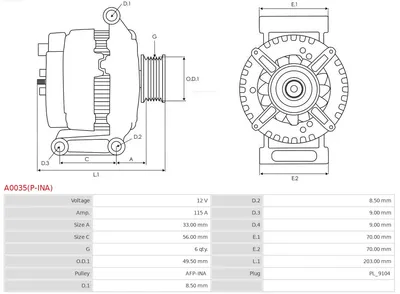 Alternador Mercedes-Benz C-CLASS · Mercedes-Benz SPRINTER 2-t Platform/Chassis · Mercedes-Benz E-CLASS