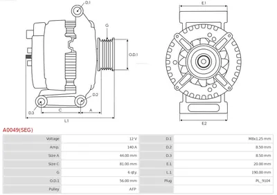 Alternador Volvo S40 I · Volvo V40 Estate · Volvo V70 I