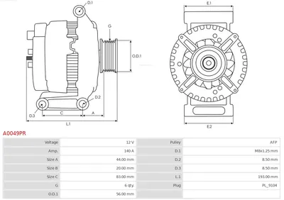 Alternador Volvo S40 I · Volvo V40 Estate · Volvo V70 I
