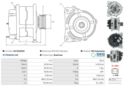 Alternador Nissan PRIMASTAR Bus · Nissan PRIMASTAR Van · Opel VIVARO A Van