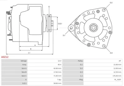Alternador Alfa Romeo 164 · Citroën C25 Bus · Fiat CROMA