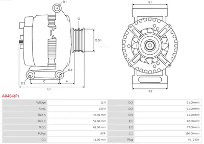 Alternador Volvo XC90 I · Volvo S80 II · Volvo V70 III