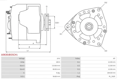 Alternador Mercedes-Benz T2/LN1 Van · Mercedes-Benz T2/LN1 Platform/Chassis · Mercedes-Benz VARIO Bus