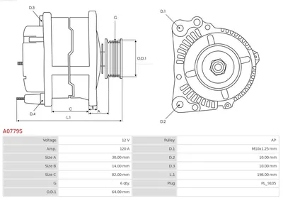 Alternador Audi 80 B4 Saloon · Audi 80 B4 Avant · Audi 100 C4 Saloon